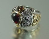 THE EMPRESS a statement ring in 14K gold and silver with Garnet and Citrine