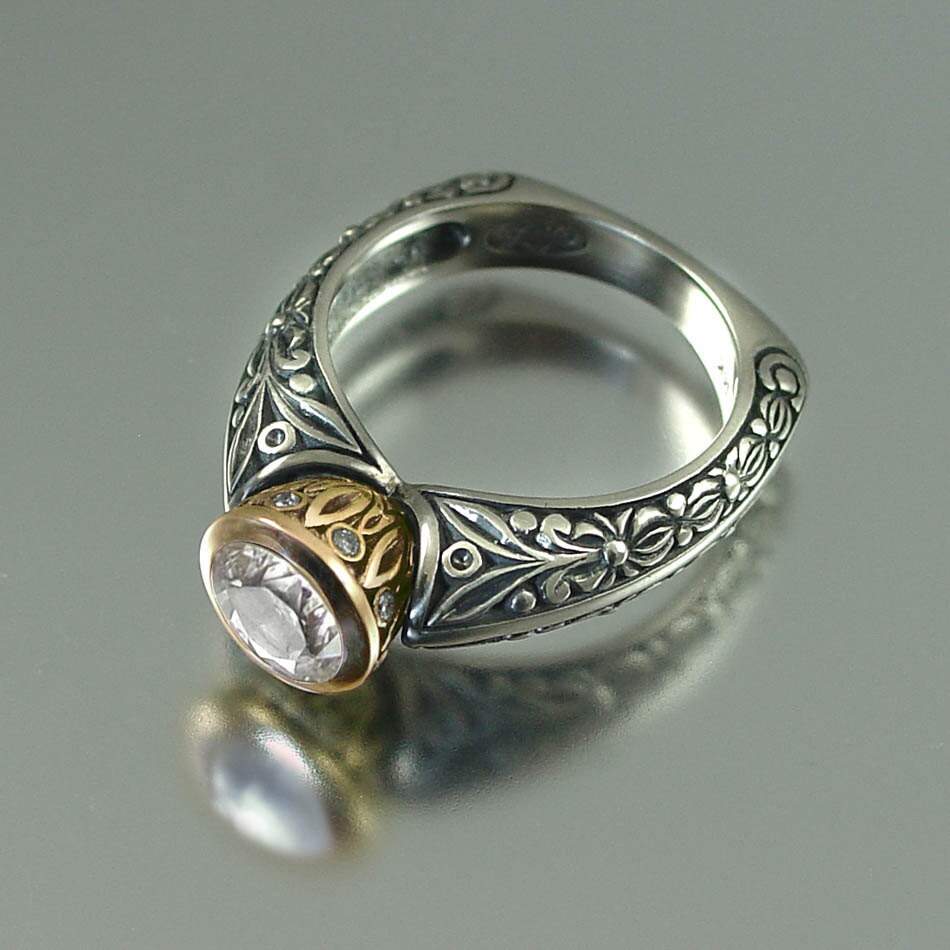 THE CROWNED COUNTESS white sapphire 14k engagement ring (sizes 4 to 7)