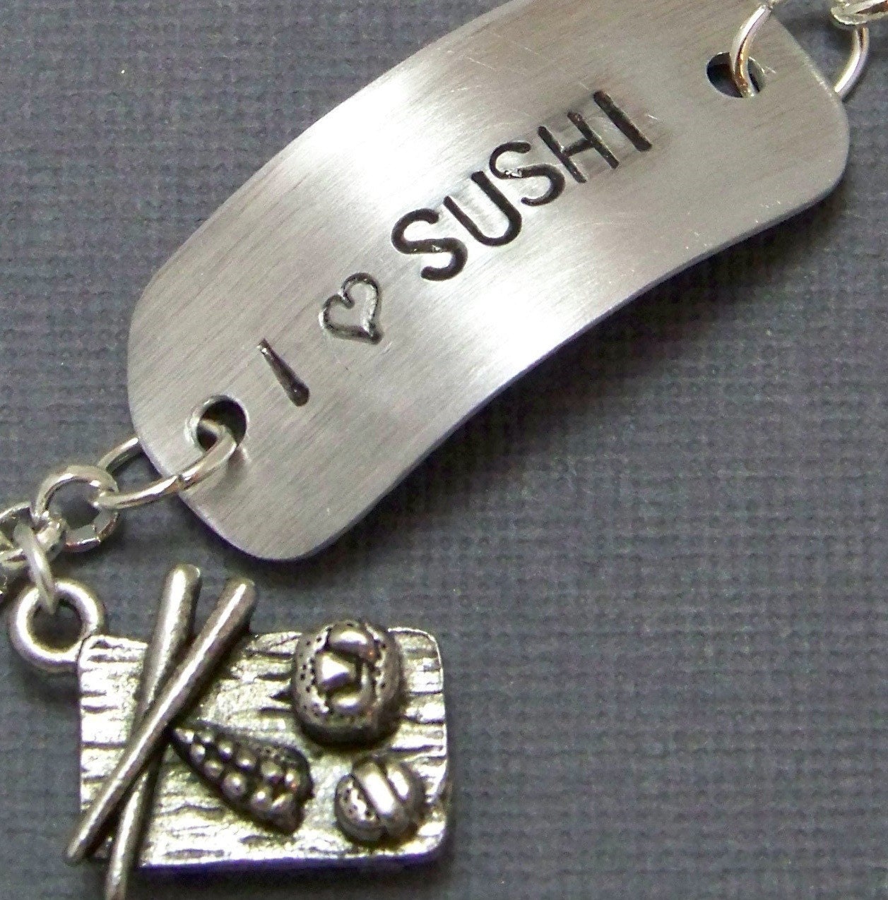 Sushi Bracelet- I Heart Sushi - Word Bracelet
