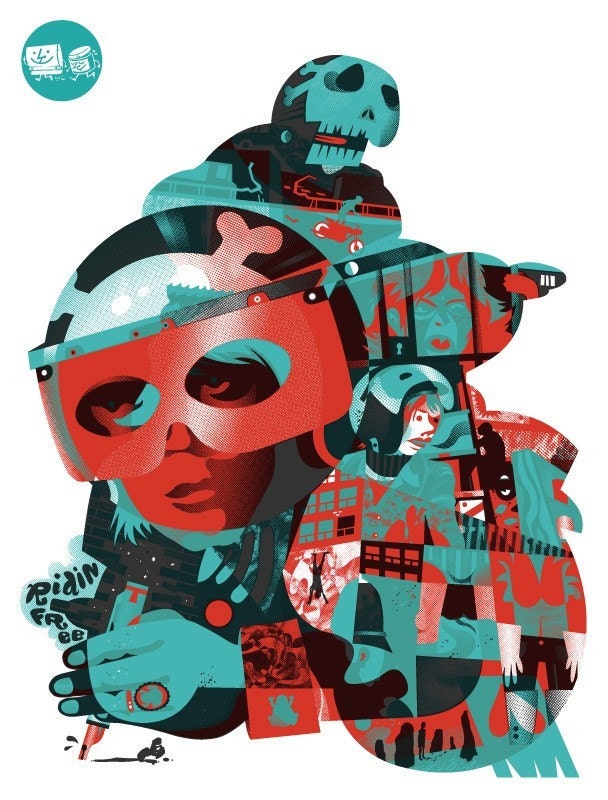 Psychomania Screenprint Movie Art Print - Psychedelic British Cult Film 1970s Hand Printed Silkscreen Poster - Little Friends of Printmaking