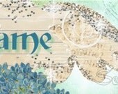 Winged Girl and Flowers Vintage Style shop banner and avatar OOAK by Sea Dream Studio