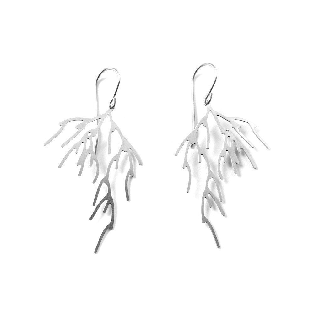 Branch Earrings - stainless steel jewelry, organic, modern, intricate, nature