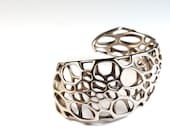 Spiral Cuff - stainless steel bracelet, cellular organic intricate 3d-printed jewelry
