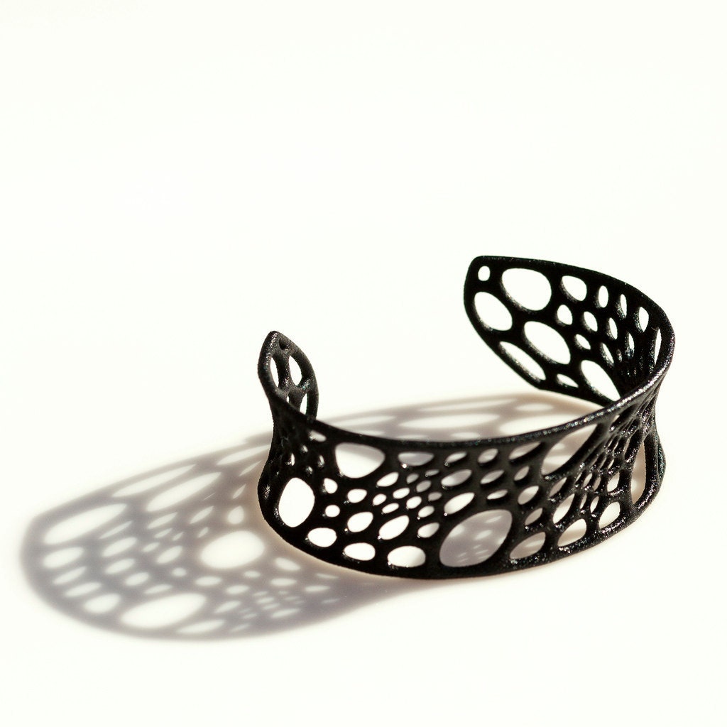 Bamboo Cuff (black) - 3d-printed nylon bracelet