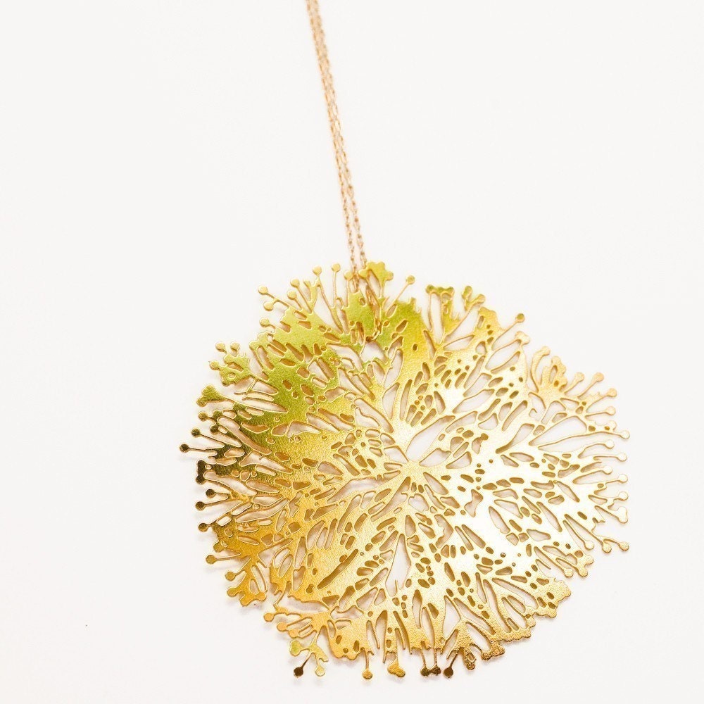 gold Large Algal Bloom - 24kt gold plated stainless steel pendant