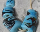 Lampwork Bead Set Turquoise Glass Beads, Handmade  SRA LETEAM Glassymom