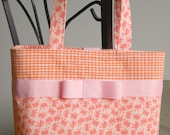 Orange Bunny Purse, Peach, Coral, Orange Plaid, Handmade Purse