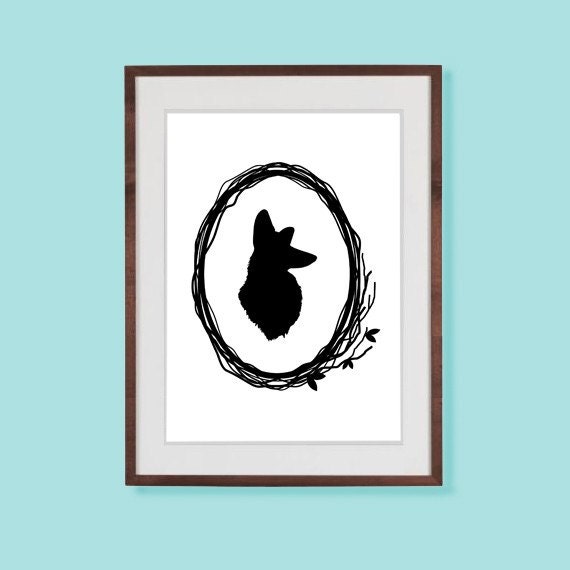 Fox Print 5x7 Black and White Print