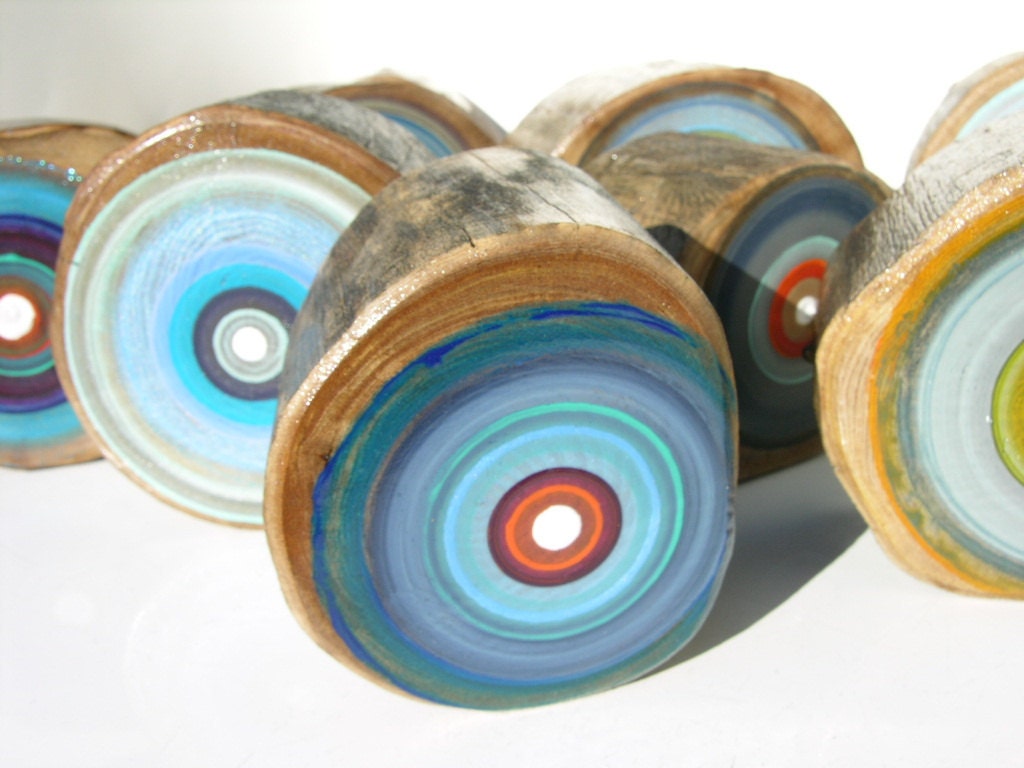 Original Large Abstract Art in Blues by Tree Rings by Tracy Melton