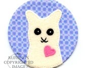 Handmade Christmas Keepsake Cat Ornament, Original Fiber Art, Hug Me Kitten, Cream, Pink, Lavender, Blue, Ready-made
