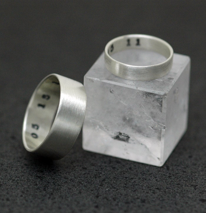 Set of Secret Handmade Wedding Bands in Reclaimed Sterling Silver - Made to Order