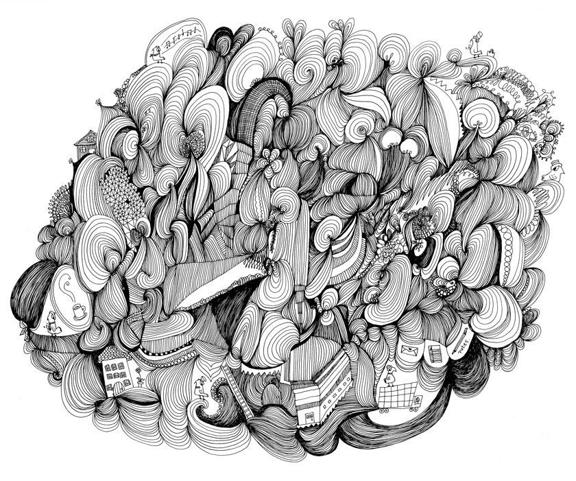 The Little Company 8x10 Fine Art Archival Print of Original Pen and Ink Drawing