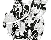 Ribbons 8x10 Fine Art Archival Print of Original Pen and Ink Drawing