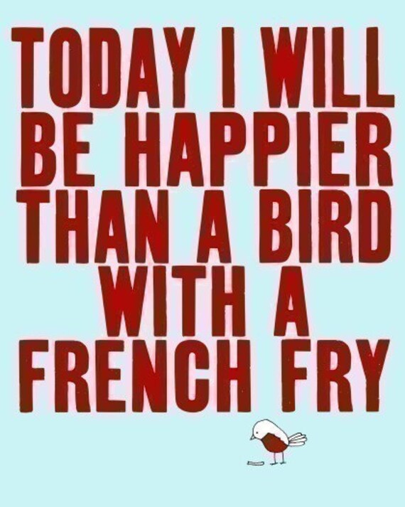 digital print, the original on etsy, our best selling, typography, art quote, happy bird print, illustration - SO VERY HAPPY  (red)