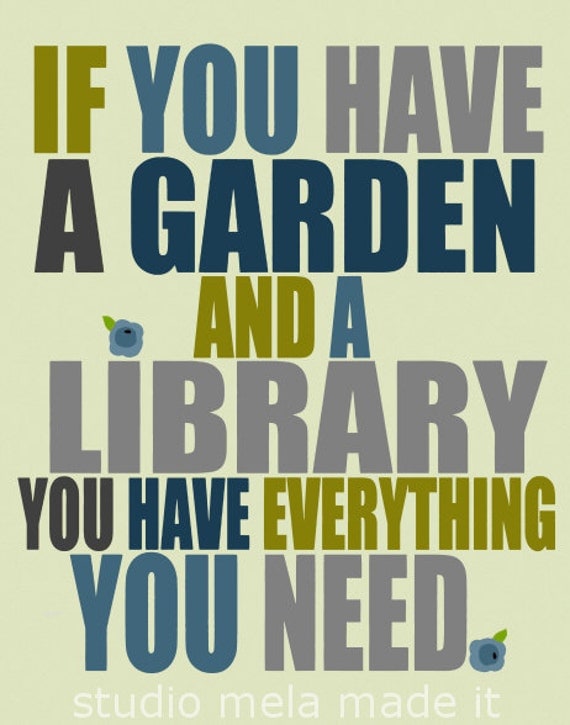 digital print, quote art, garden art poster, reading, library, gardener, studio mela - The Sweet Life (blue)