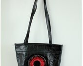 Leather bucket purse with sunburst design - sz medium