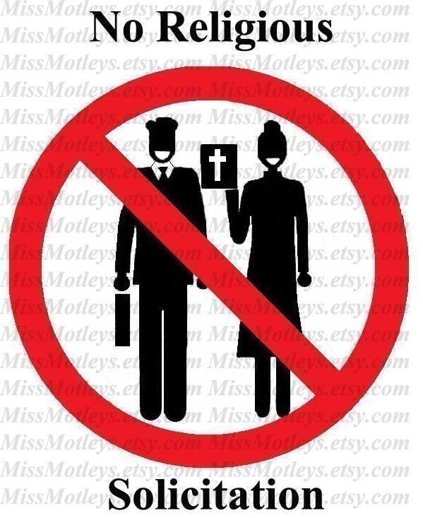No religious solicitation sign