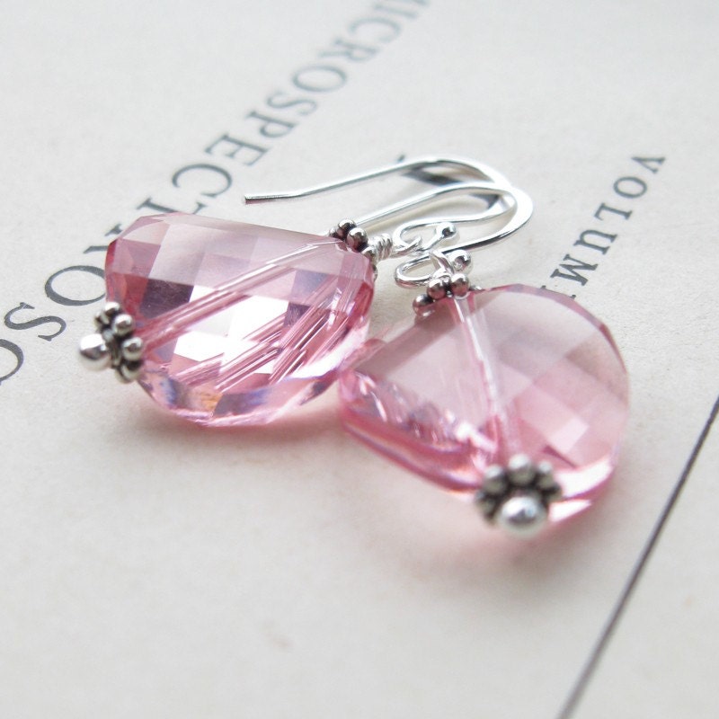 Remember earrings Swarovski crystal breast cancer awareness