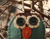 felt owl ornament  blue and brown fabric and felt decoration