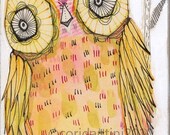 pink owl art - watercolor painting - a second edition - archival - limited edition print - by cori dantini