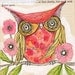 red owl painting - watercolor - print - limited edition and archival print, 8 x 8 inches by cori dantini