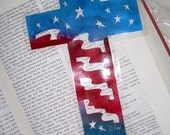 American Flag Waving on Cross, Paper Cut Art