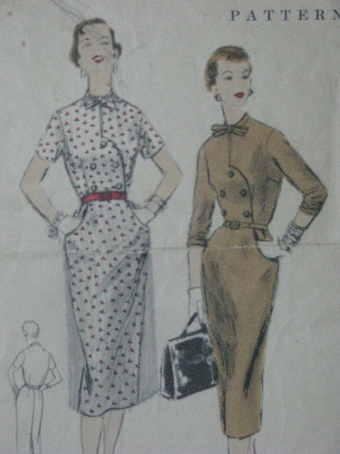 Vogue 8297, 1950s dress with shaped front edge