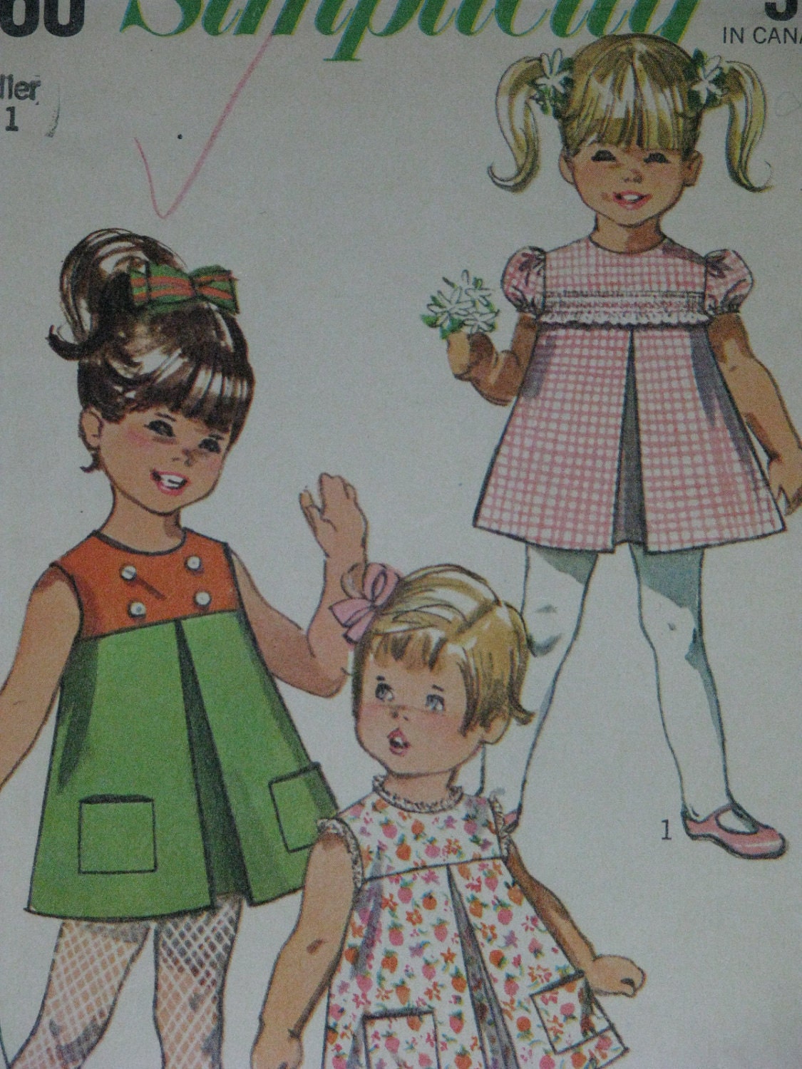 Simplicity 7560, late 1960s toddlers' dress with yoke