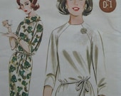 Butterick 2907, easy shift dress with cowl collar and raglan sleeves, early 1960s