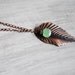 Green Leaf Necklace Antiqued Copper Gemstone Chalcedony