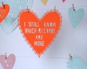 I Still Know Which Records are Mine lasercut valentine