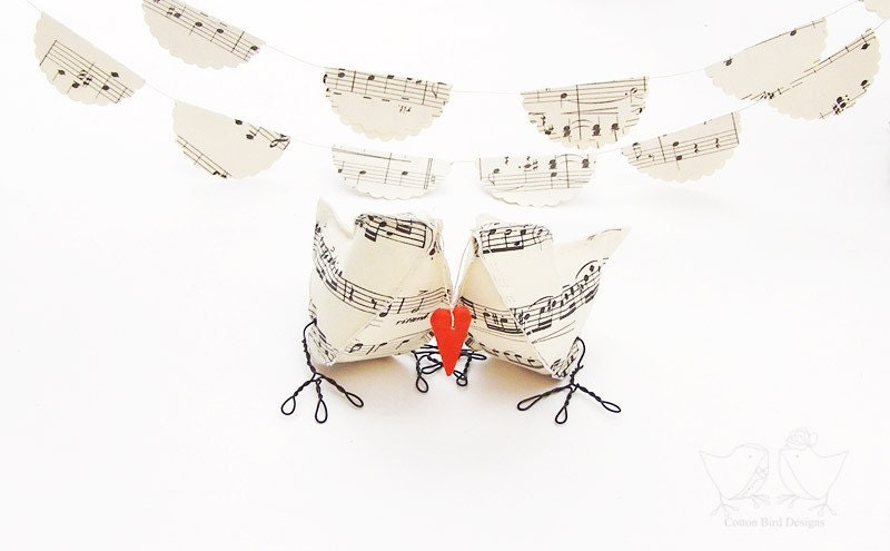 Wedding Cake Topper Music Birds Anniversary Songbirds