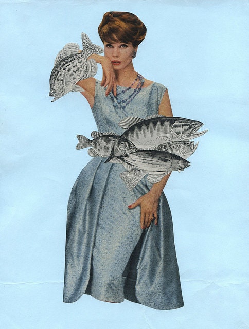 Freshwater Bouquet.  Limited edition print of an original collage by Vivienne Strauss.