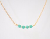 Icing - tiny turquoise beads delicate 14k gold filled chain necklace - simple everyday jewelry  gift for her