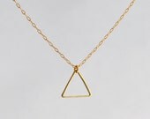 Triad - antique brass triangle 14k gold filled necklace - simple minimal jewelry