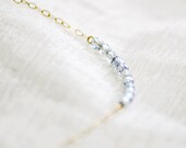 Cherish - ice blue beaded gold filled necklace - simple minimal jewelry - edor