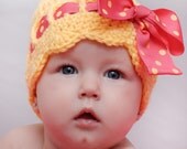 Pattern Directions for Making a Crochet Sunny Bow Hat for Infant and Toddlers Photo Prop PDF