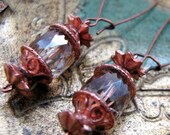 Marseilles ...Copper and Pale Peach Czech Glass Earrings