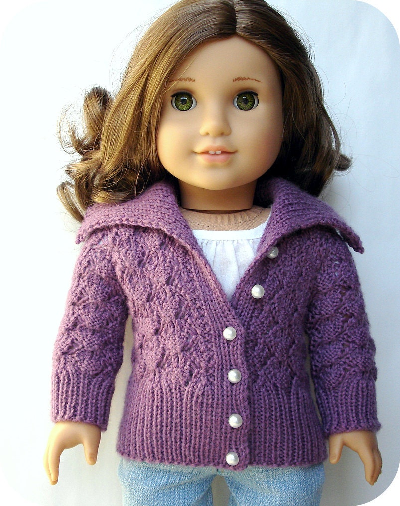 Helena Lace Cardigan Sweater - PDF Knitting Pattern For 18" American Girl Dolls - Doll Clothes Pattern - Instant Download