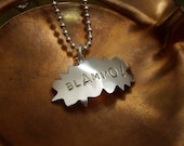 Blammo -- Superhero Comic Book Charm Neckace on 18inch Sterling Silver Ball Chain