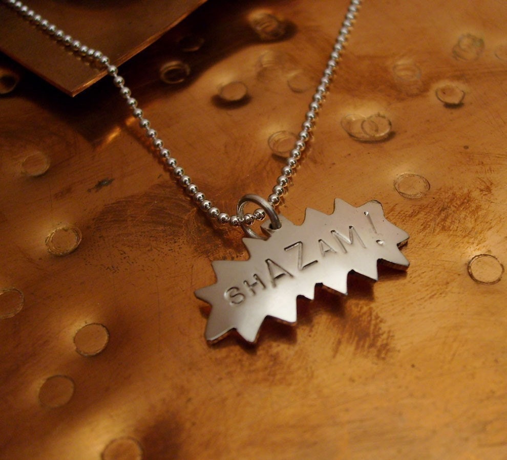Shazam - Superhero Comic Book Necklace on 18 inch Sterling Ball Chain