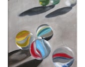 original oil painting - Gathered marbles