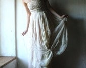 Chiffon Wedding dress in Ivory and blush pink - 100% silk hand dyed long gown - Custom Made