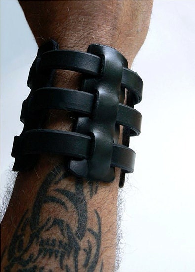 Trilogie Leather Cuff Armband - Mens Womens Unisex - Choice of Leather and Hardware - Adjustable