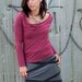 Long sleeve top with draping soft cowl in bamboo