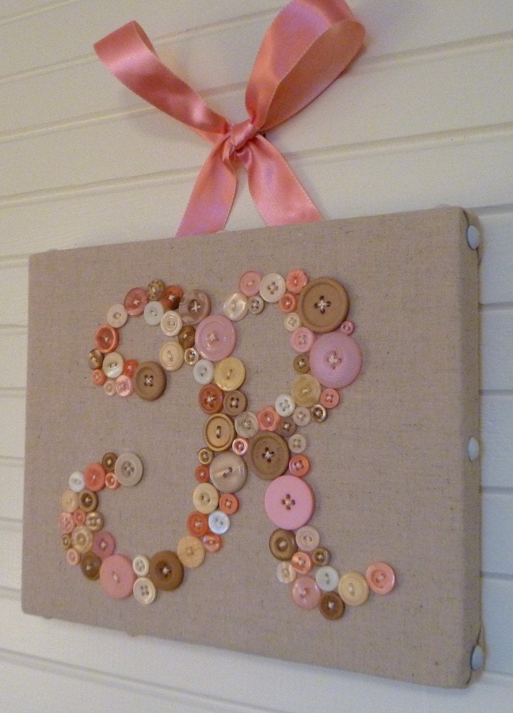 Baby Nursery Wall Art, Children Wall Art, Nursery Monogram Letter Canvas, Unique Baby Shower Gift  -- by Letter Perfect Designs