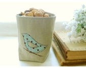 box blue bird linen Oatmeal diaper caddy weddings decor Organizer Storage Basket Handmade Gift Wrap