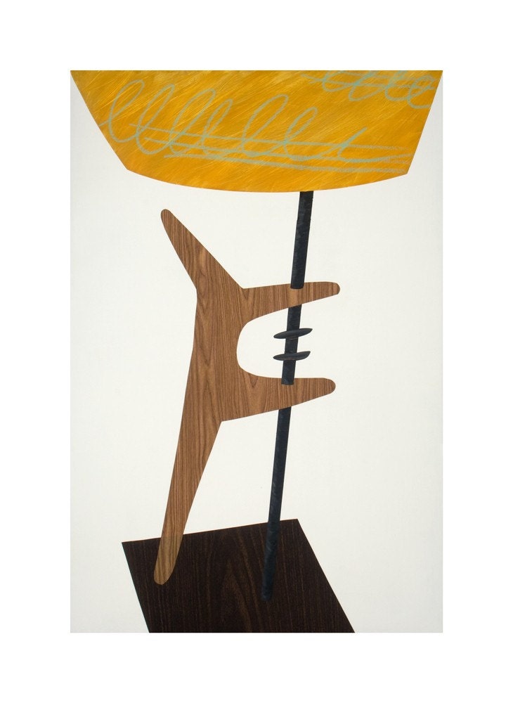 Large Mid Century Modern Original Noguchi Lamp Collage Still Life Free Shipping