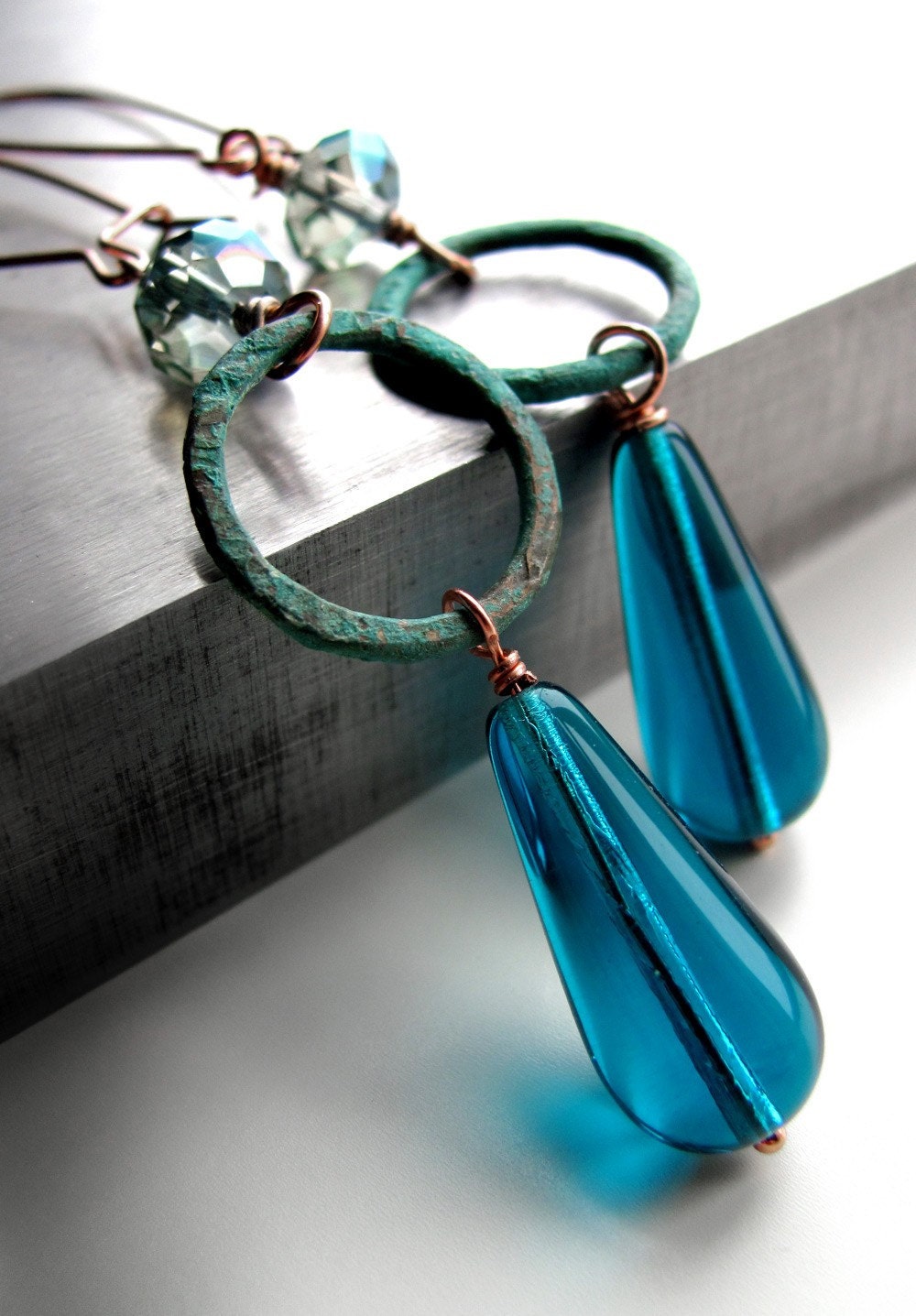 Seafoam, Turquoise, Teal Earrings, Bright Copper, Nautical Jewelry, Beach Lover, Summer Vacation, Tropical - Ocean's Delight