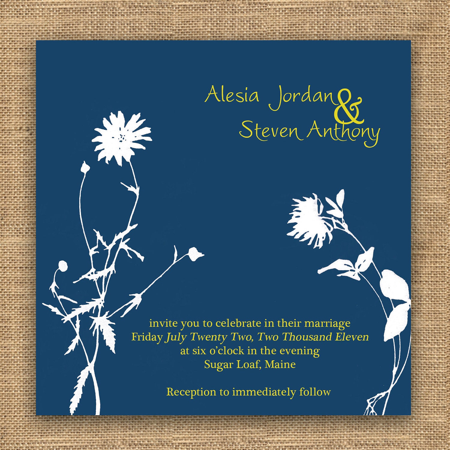 Wedding Invitation - 5x5 Floral